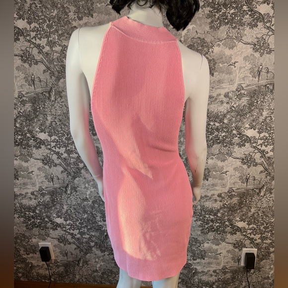 Pink Babaton Sculpt Knit Mock Neck Dress - Picture 6 of 10